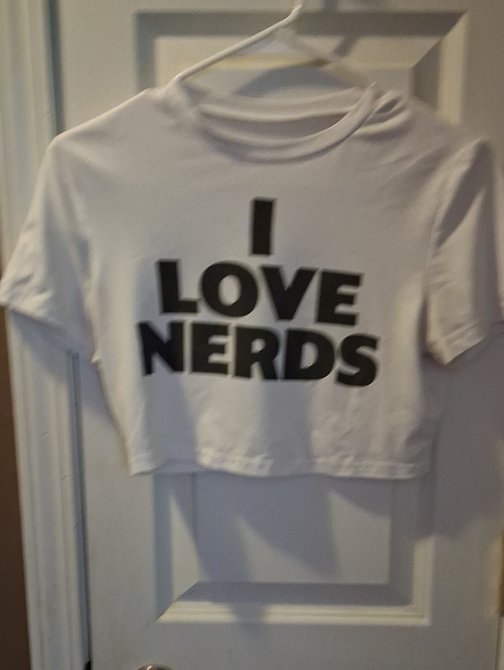 White "I Love Nerds" Graphic Crop Top